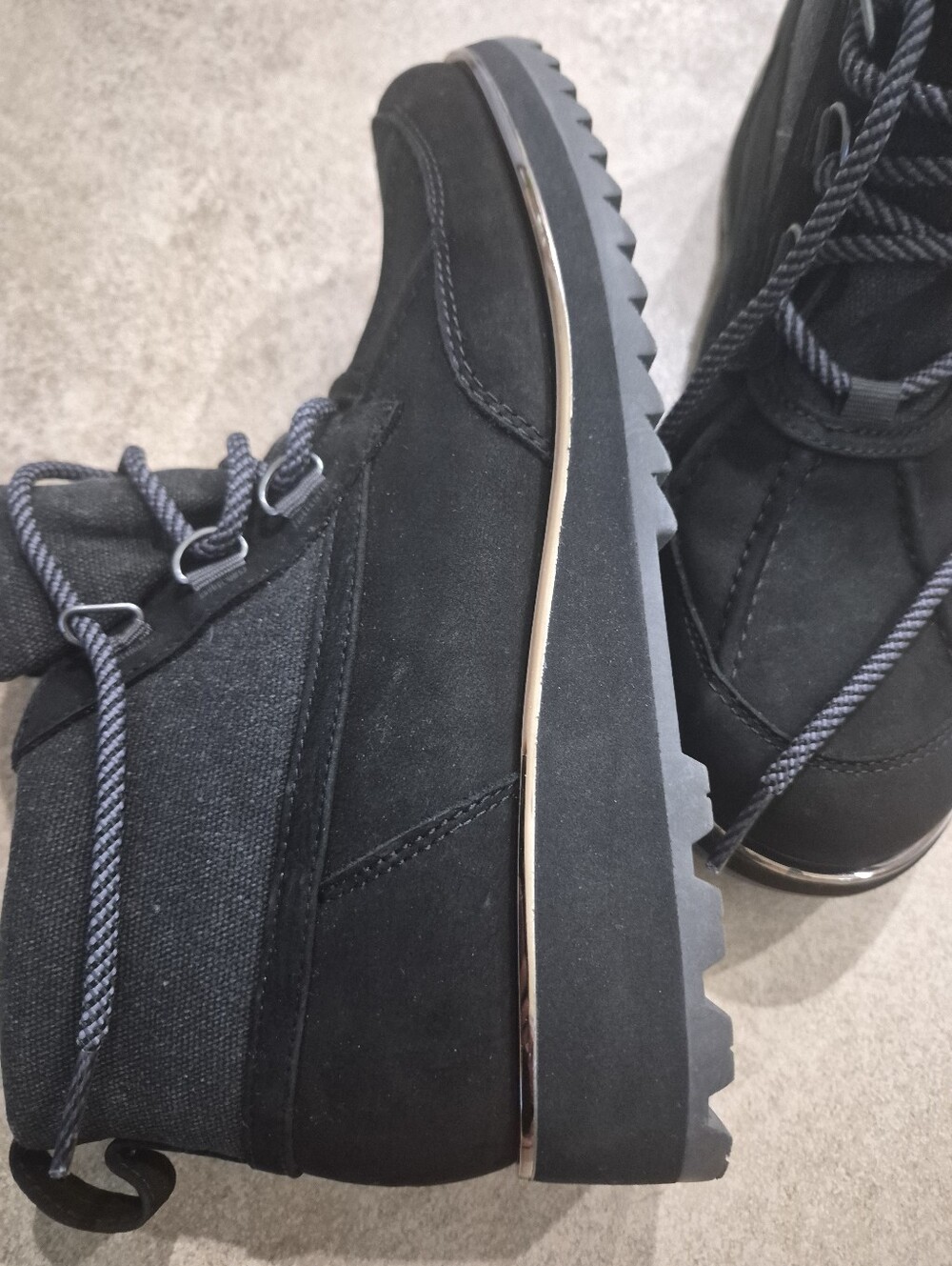 Vionic Nolan Waterproof Leather/Canvas Hiker Boots Black Women's Size 7.5 M